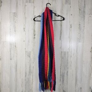 colorful knit scarf with tassels